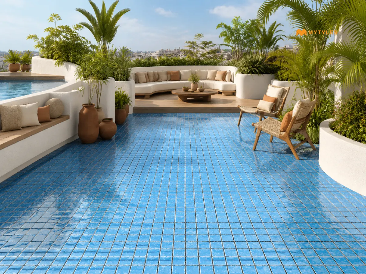 Blue Mosaic Terrace Floor Tile
